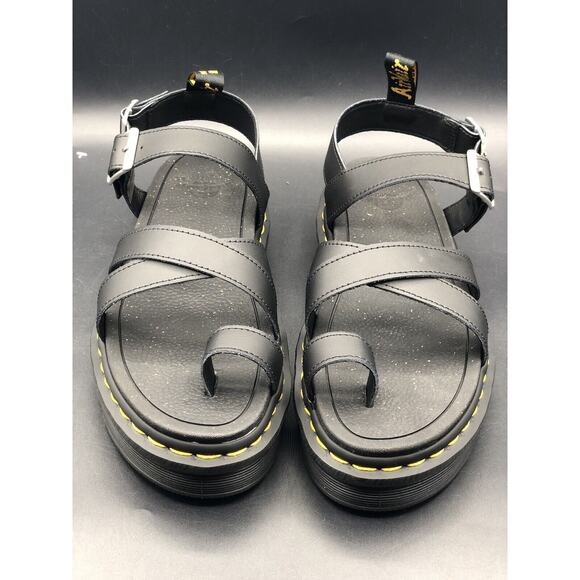 Dr DOC MARTEN Strappy BLAIRE Sandals BLACK Leather Platform Gladiator Size 10 - Picture 1 of 12